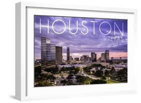 Houston, Texas - Skyline at Dusk-Lantern Press-Framed Art Print