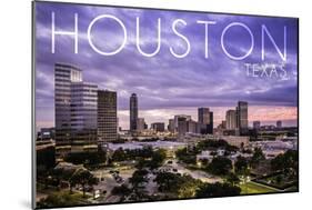 Houston, Texas - Skyline at Dusk-Lantern Press-Mounted Art Print