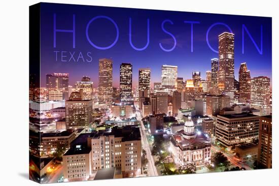 Houston, Texas - Skyline at Night-Lantern Press-Stretched Canvas