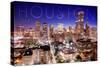 Houston, Texas - Skyline at Night-Lantern Press-Stretched Canvas