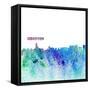 Houston Texas Skyline Silhouette Impressionistic Splash-M. Bleichner-Framed Stretched Canvas