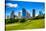 Houston Texas Skyline with Modern Skyscrapers and Blue Sky View from Park Lawn-holbox-Stretched Canvas