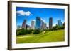 Houston Texas Skyline with Modern Skyscrapers and Blue Sky View from Park Lawn-holbox-Framed Photographic Print