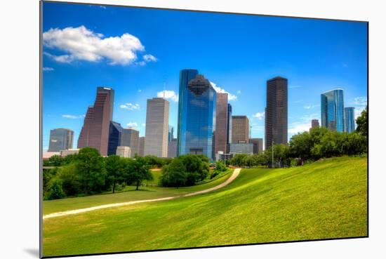 Houston Texas Skyline with Modern Skyscrapers and Blue Sky View from Park Lawn-holbox-Mounted Photographic Print