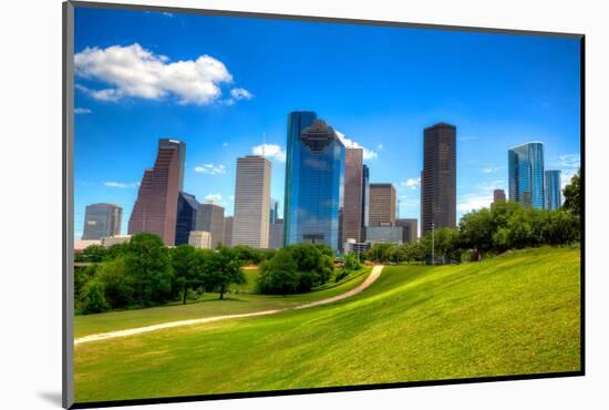 Houston Texas Skyline with Modern Skyscrapers and Blue Sky View from Park Lawn-holbox-Mounted Photographic Print