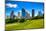 Houston Texas Skyline with Modern Skyscrapers and Blue Sky View from Park Lawn-holbox-Mounted Photographic Print