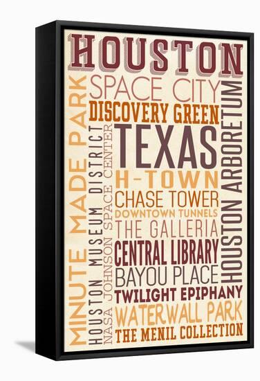 Houston, Texas - Typography-Lantern Press-Framed Stretched Canvas