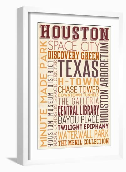 Houston, Texas - Typography-Lantern Press-Framed Art Print