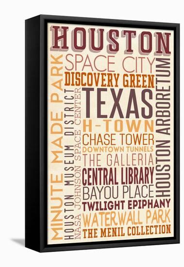 Houston, Texas - Typography-Lantern Press-Framed Stretched Canvas