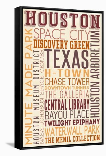 Houston, Texas - Typography-Lantern Press-Framed Stretched Canvas