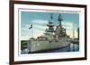 Houston, Texas - View of the Grand Old Battleship "Texas" at Rest in Harbor, c.1948-Lantern Press-Framed Premium Giclee Print