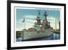 Houston, Texas - View of the Grand Old Battleship "Texas" at Rest in Harbor, c.1948-Lantern Press-Framed Premium Giclee Print