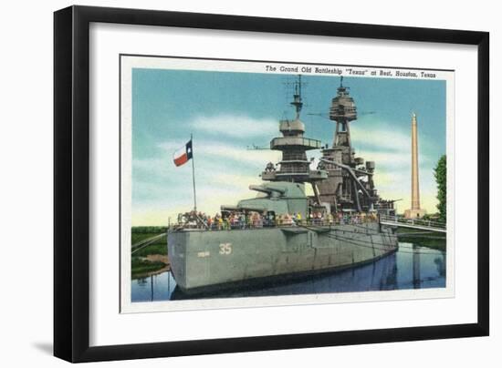 Houston, Texas - View of the Grand Old Battleship "Texas" at Rest in Harbor, c.1948-Lantern Press-Framed Art Print