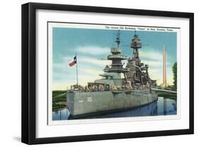 Houston, Texas - View of the Grand Old Battleship "Texas" at Rest in Harbor, c.1948-Lantern Press-Framed Art Print