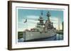 Houston, Texas - View of the Grand Old Battleship "Texas" at Rest in Harbor, c.1948-Lantern Press-Framed Art Print