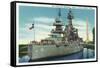 Houston, Texas - View of the Grand Old Battleship "Texas" at Rest in Harbor, c.1948-Lantern Press-Framed Stretched Canvas