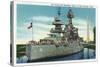 Houston, Texas - View of the Grand Old Battleship "Texas" at Rest in Harbor, c.1948-Lantern Press-Stretched Canvas