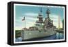 Houston, Texas - View of the Grand Old Battleship "Texas" at Rest in Harbor, c.1948-Lantern Press-Framed Stretched Canvas