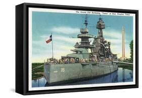 Houston, Texas - View of the Grand Old Battleship "Texas" at Rest in Harbor, c.1948-Lantern Press-Framed Stretched Canvas