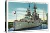 Houston, Texas - View of the Grand Old Battleship "Texas" at Rest in Harbor, c.1948-Lantern Press-Stretched Canvas