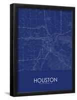 Houston, United States of America Blue Map-null-Framed Poster