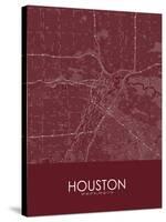 Houston, United States of America Red Map-null-Stretched Canvas