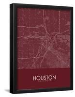 Houston, United States of America Red Map-null-Framed Poster