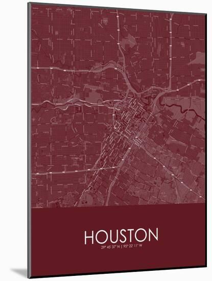 Houston, United States of America Red Map-null-Mounted Poster