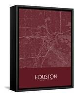 Houston, United States of America Red Map-null-Framed Stretched Canvas