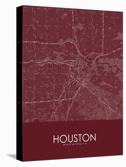 Houston, United States of America Red Map-null-Stretched Canvas
