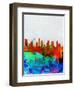 Houston Watercolor Skyline-NaxArt-Framed Art Print