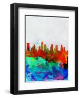 Houston Watercolor Skyline-NaxArt-Framed Art Print