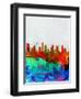 Houston Watercolor Skyline-NaxArt-Framed Art Print