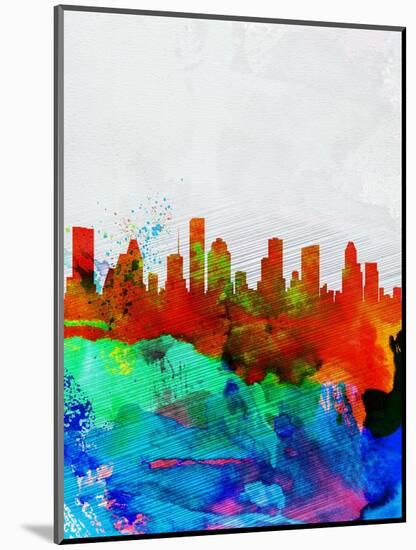 Houston Watercolor Skyline-NaxArt-Mounted Art Print