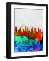 Houston Watercolor Skyline-NaxArt-Framed Art Print