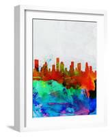 Houston Watercolor Skyline-NaxArt-Framed Art Print