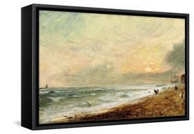 Hove Beach, C.1824 (Oil on Paper on Panel)-John Constable-Framed Stretched Canvas