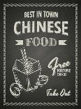 Chinese Food Poster on Black Chalkboard-hoverfly-Framed Art Print