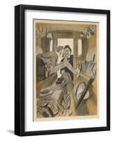 How an English Gentleman Makes Sure of His Privacy While Travelling by Rail-null-Framed Art Print