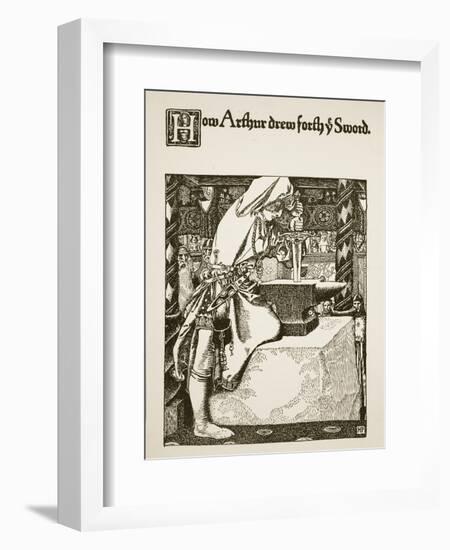 How Arthur drew forth ye sword, illustration from 'The Story of King Arthur and his Knights', 1903-Howard Pyle-Framed Giclee Print