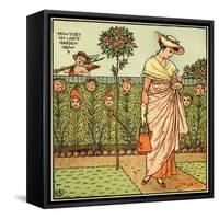 How does my lady garden grow?-Walter Crane-Framed Stretched Canvas