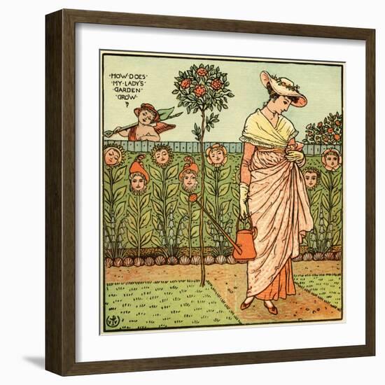 How does my lady garden grow?-Walter Crane-Framed Giclee Print
