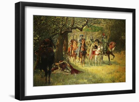 How Four Queens Found Sir Lancelot Sleeping, 1908-William Frank Calderon-Framed Giclee Print