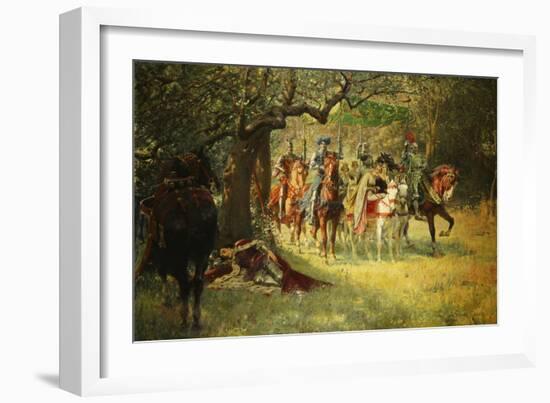 How Four Queens Found Sir Lancelot Sleeping, 1908-William Frank Calderon-Framed Giclee Print