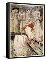 How Galahad Drew Out the Sword from the Floating Stone at Camelot-Arthur Rackham-Framed Stretched Canvas