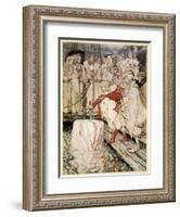 How Galahad Drew Out the Sword from the Floating Stone at Camelot-Arthur Rackham-Framed Giclee Print