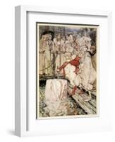 How Galahad Drew Out the Sword from the Floating Stone at Camelot-Arthur Rackham-Framed Giclee Print