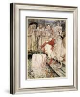 How Galahad Drew Out the Sword from the Floating Stone at Camelot-Arthur Rackham-Framed Giclee Print