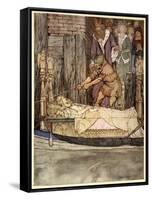 How King Arthur and Queen Guenever Went to See the Barge That Bore the Corpse of Elaine the Fair-Arthur Rackham-Framed Stretched Canvas