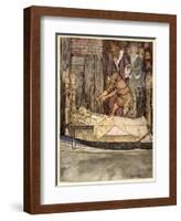 How King Arthur and Queen Guenever Went to See the Barge That Bore the Corpse of Elaine the Fair-Arthur Rackham-Framed Giclee Print